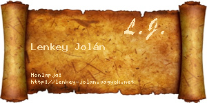 Lenkey Jolán névjegykártya